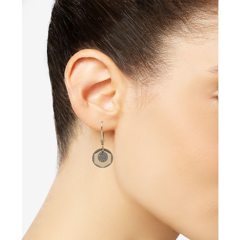 쓰리톤 파브 드롭 귀걸이 Tri-Tone Pave Circle & Hexagon Multi-Charm Drop Earrings 19105124 Crystal