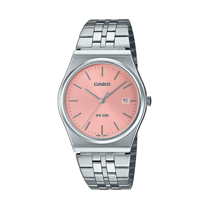 남성 스테인레스 스틸 시계 Casio Men's Analog Silver-Tone Stainless Steel Watch, 35mm, MTPB145D-4VT 17884844 Silver