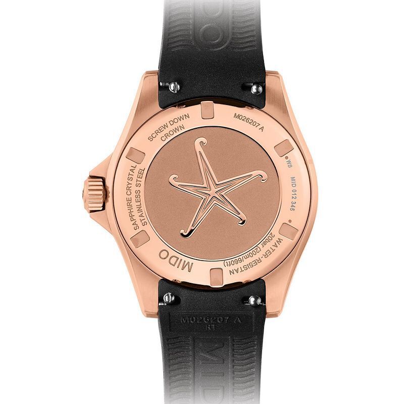 여성 오토매틱 별 다이아몬드 블랙 러버 스트랩 시계 Women's Swiss Automatic Ocean Star Diamond Accent Black Rubber Strap Watch 37mm 17983748 No Color