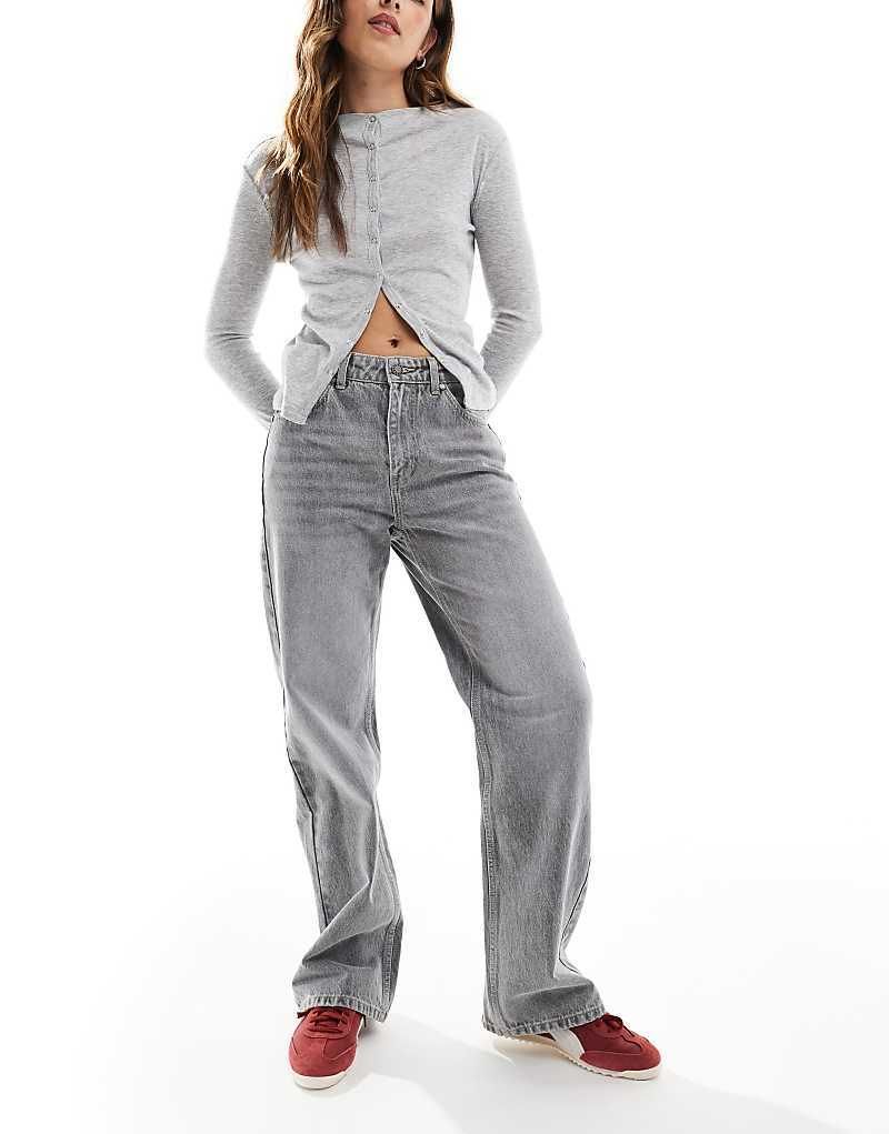 데님 다크그레이 Gerade geschnittene Jeans in Dunkelgrau 208155136GRAU