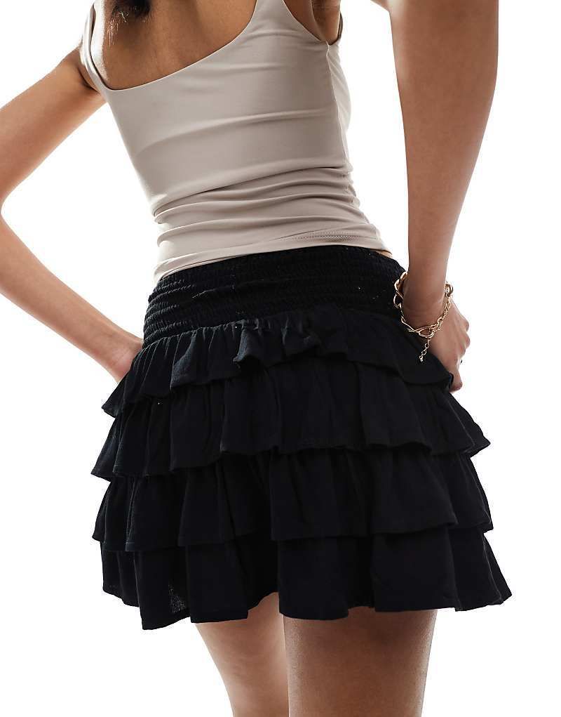 블랙 Gestufter Minirock in Schwarz 208512318SCHWARZ