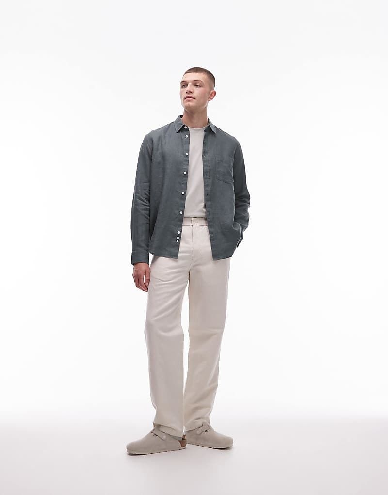 카키 ARKET   Regular-Fit-Hemd aus Leinen in Khaki 208186948KHAKI
