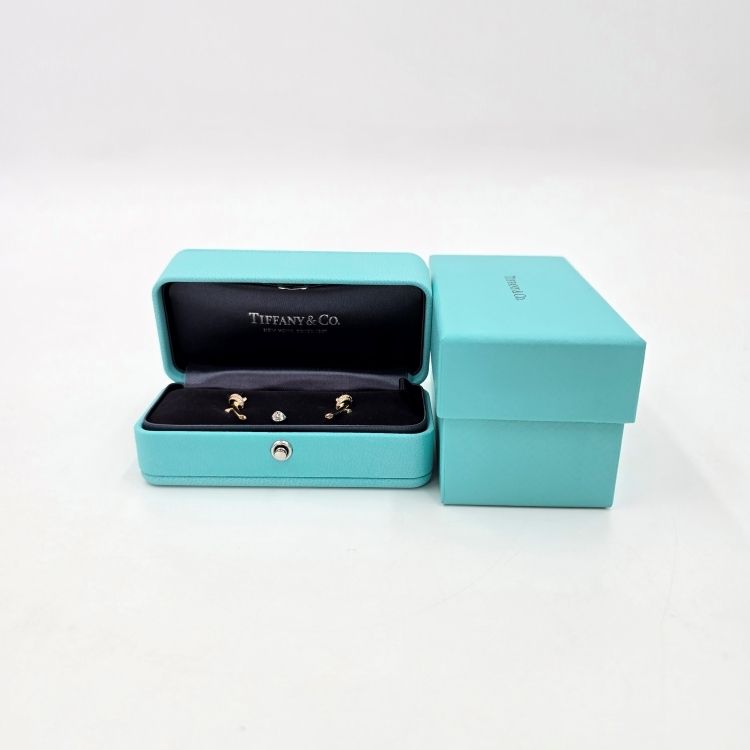 중고 티파니 노트 이어링 18K 핑크골드 다이아몬드 4551
