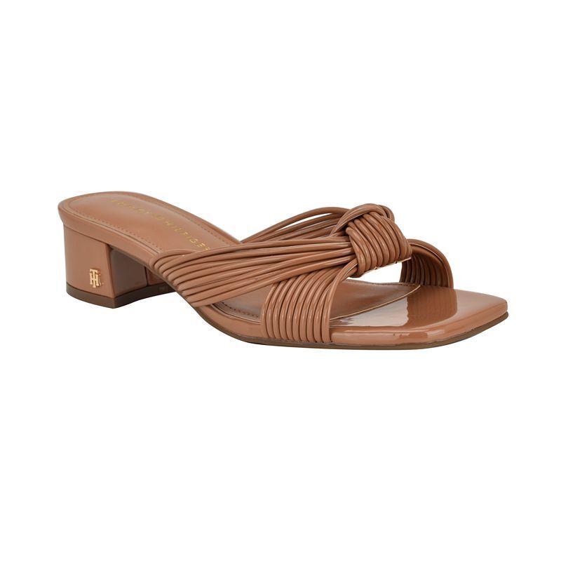 여성 블록 힐 샌들 Women's Philie Knotted Crisscross Block Heel Sandals 21585432 Medium Natural Patent