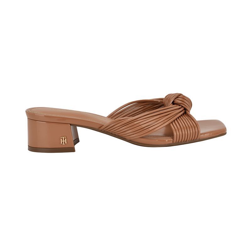 여성 블록 힐 샌들 Women's Philie Knotted Crisscross Block Heel Sandals 21585432 Medium Natural Patent