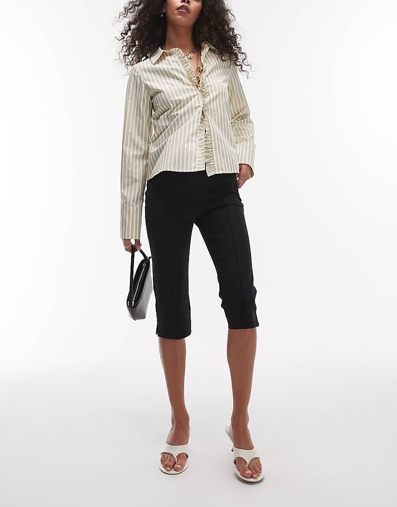 블랙 ARKET   Elegante Caprihose in Schwarz mit Biese auf der Vorderseite 208239404SCHWARZ