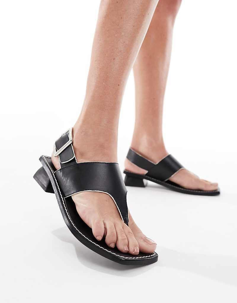 블랙 & Film   Ledersandalen in Schwarz mit Zehensteg und Absatz 207845969SCHWARZ