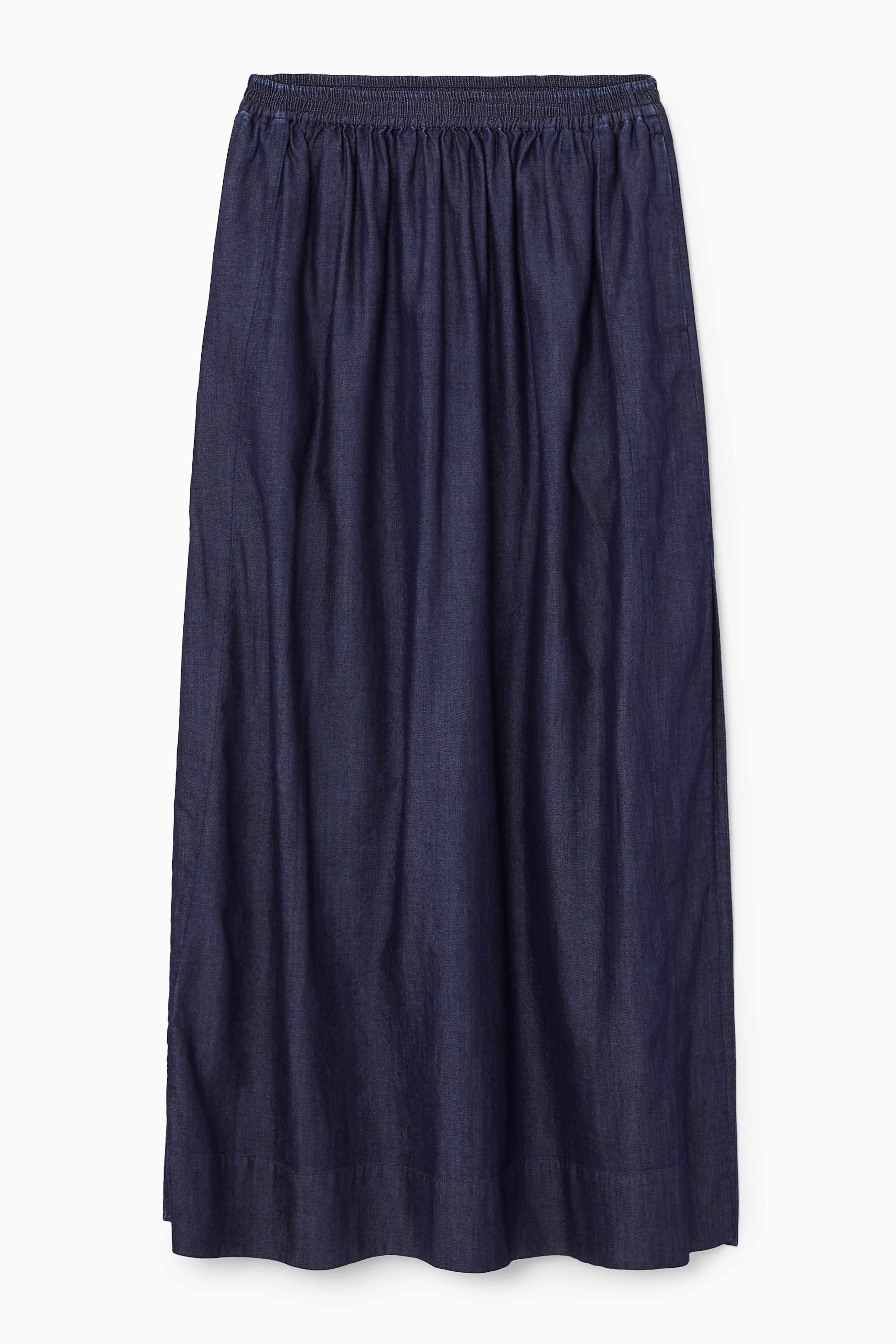 컬렉션 데님 맥시 스커트 GATHERED DENIM MAXI SKIRT 1223248001