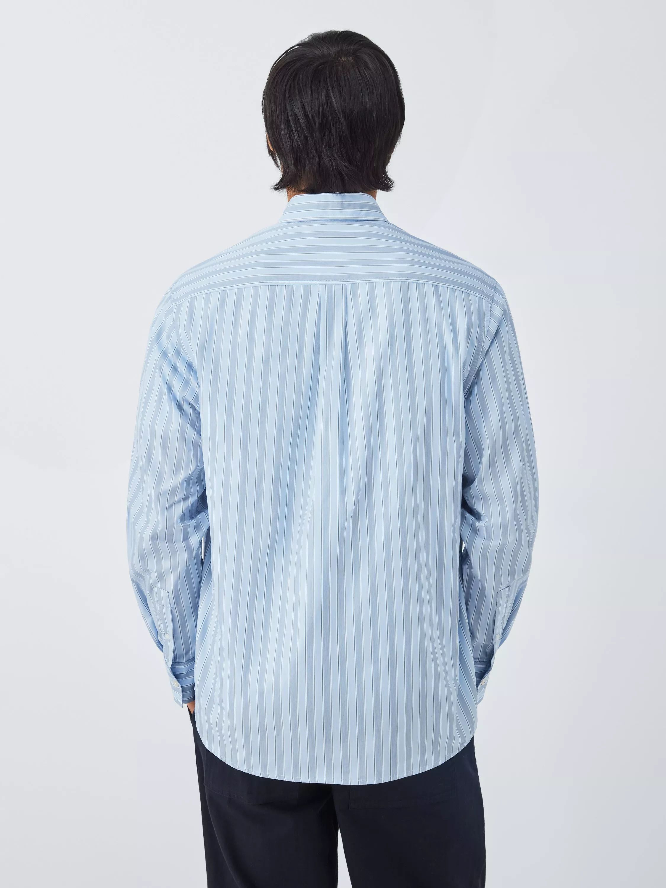 코튼 레귤러 핏 스트라이프 셔츠 샴브레이 블루 Nico Cotton Regular Fit Stripe Shirt, Chambray Blue 113068378