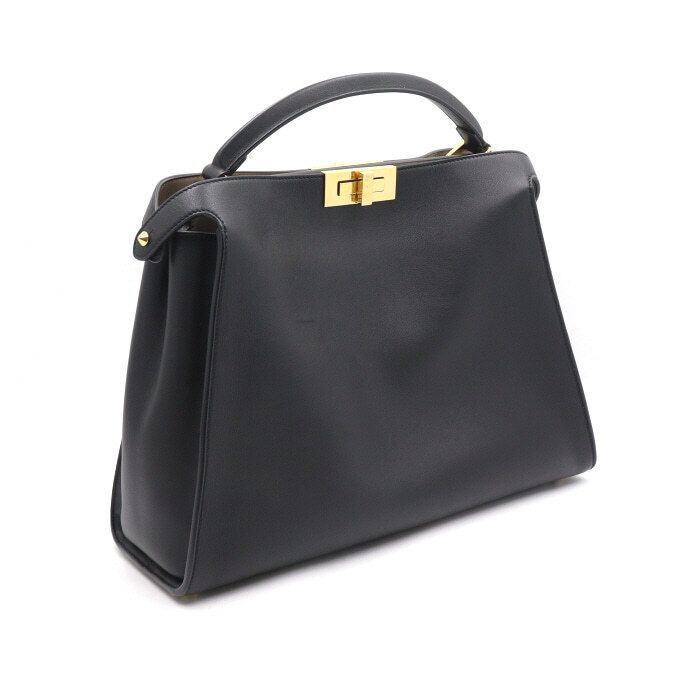 Fendi Black Leather Peekaboo Essential Large Tote Bag cum
