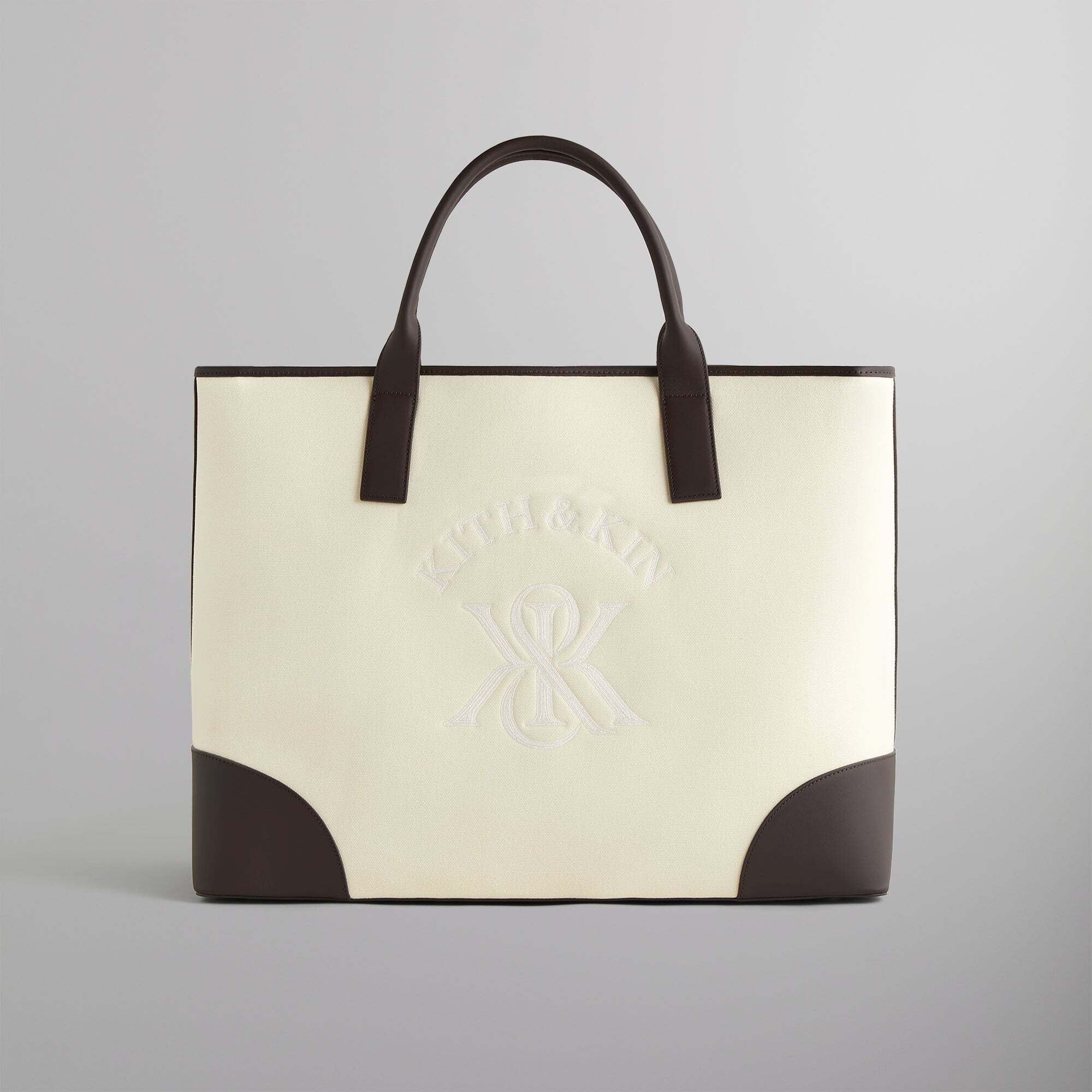 가죽 캔버스 토트 Kith Leather Trimmed Canvas Tote - Sandrift 8284602597504