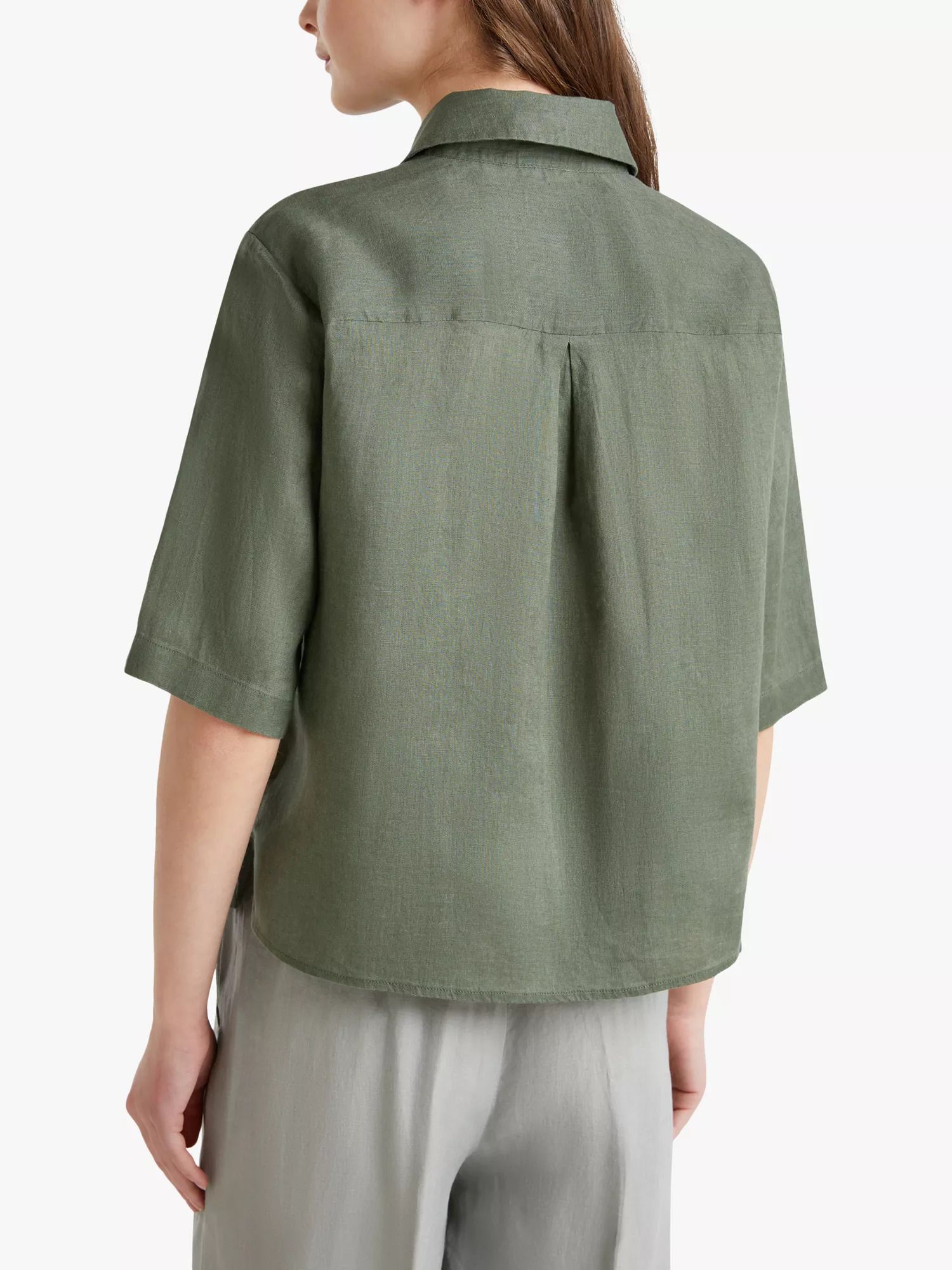 박시 핏 린넨 셔츠 밀리터리 그린 Boxy Fit Pure Linen Shirt, Military Green 113552264