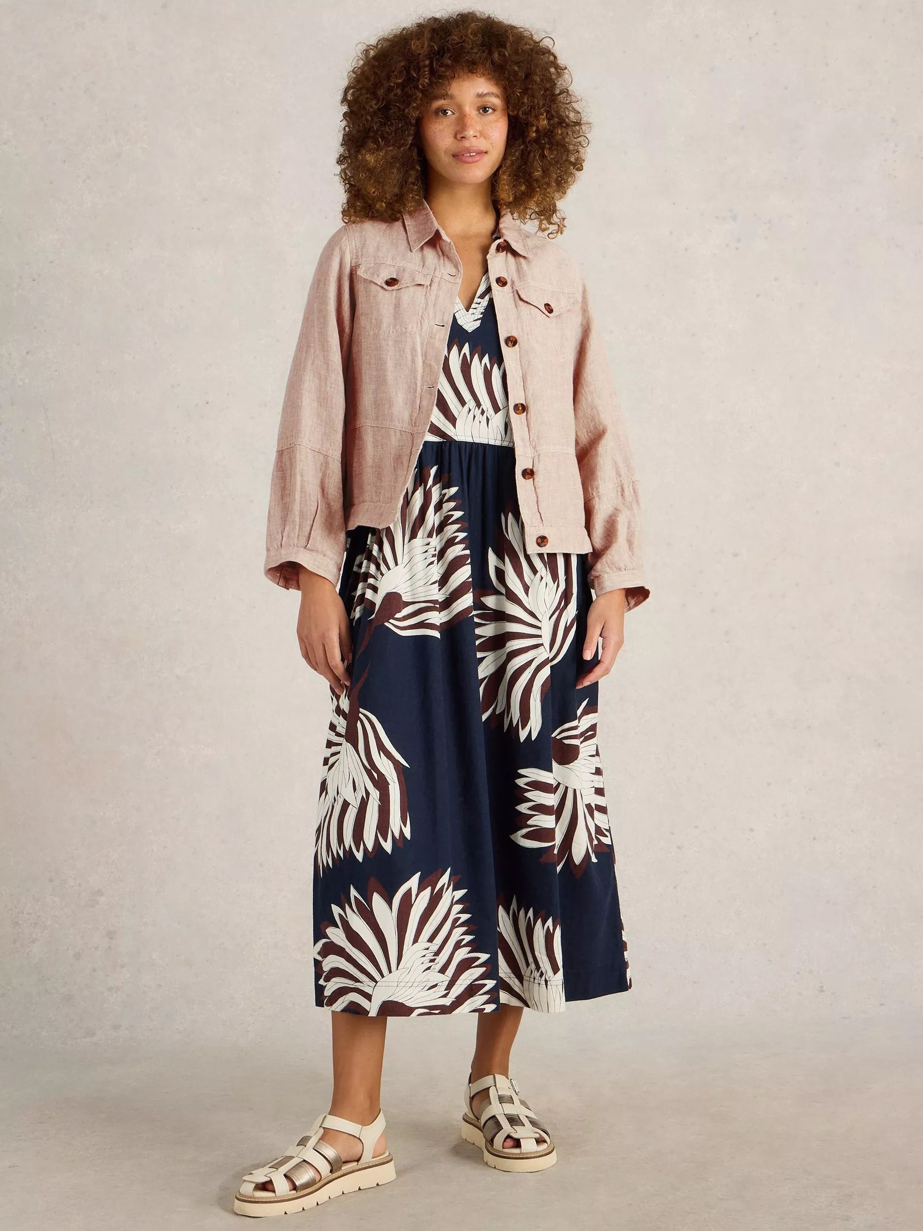 린넨 자켓 라이트 네츄럴 Camille Linen Jacket, Light Natural 113313469