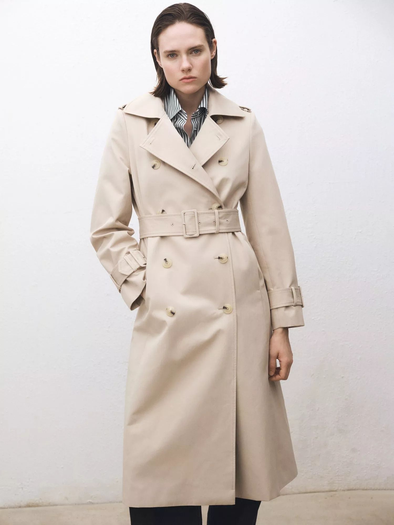 더블 트렌치 코트 라이트 베이지 Eiffel Double Breasted Trench Coat, Light Beige 113270266