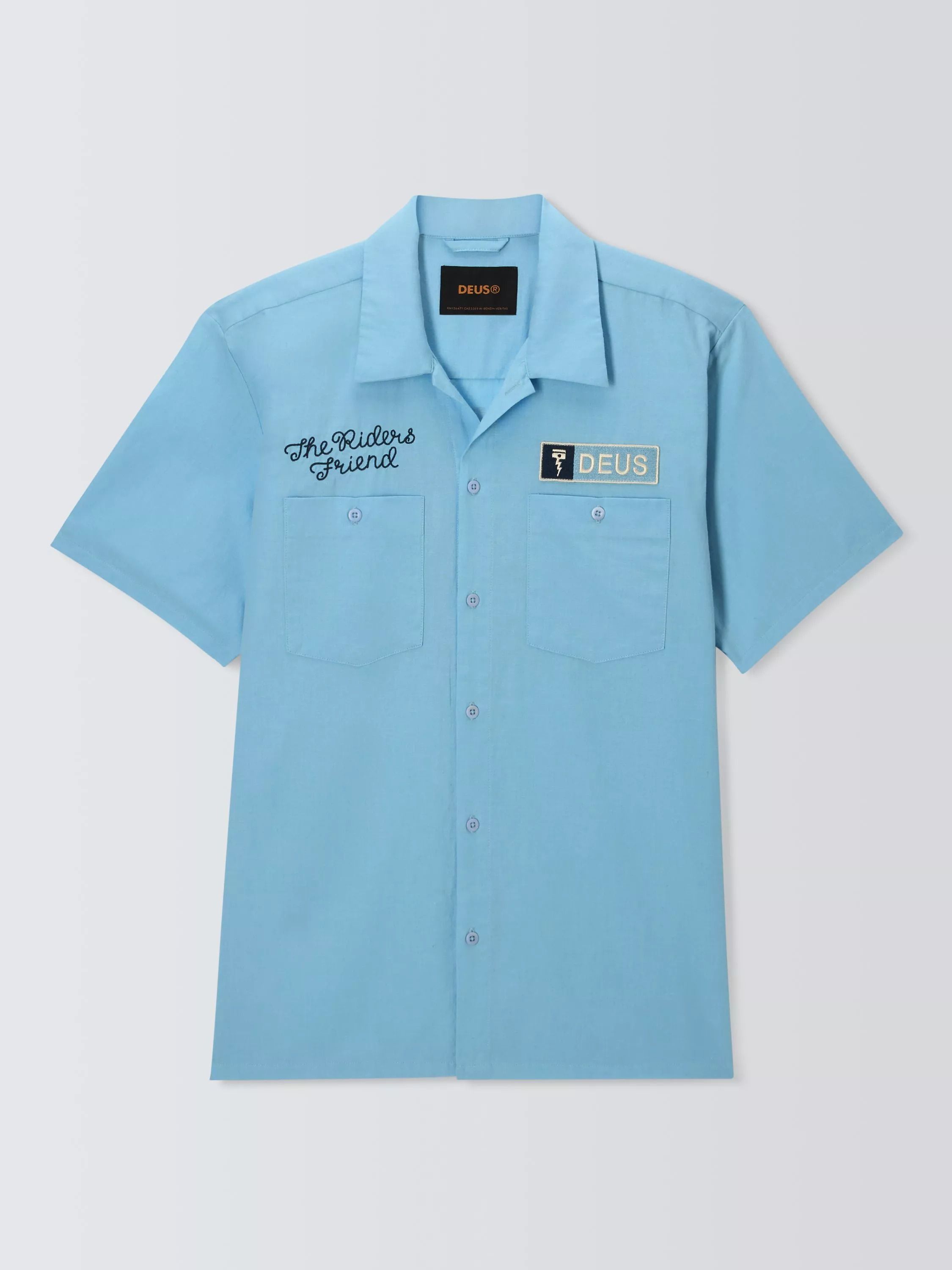 코튼 블렌드 레귤러 핏 플레인 로고 셔츠 스카이 블루 Forecourt Cotton Blend Regular Fit Plain Logo Shirt, Sky Blue 113221628