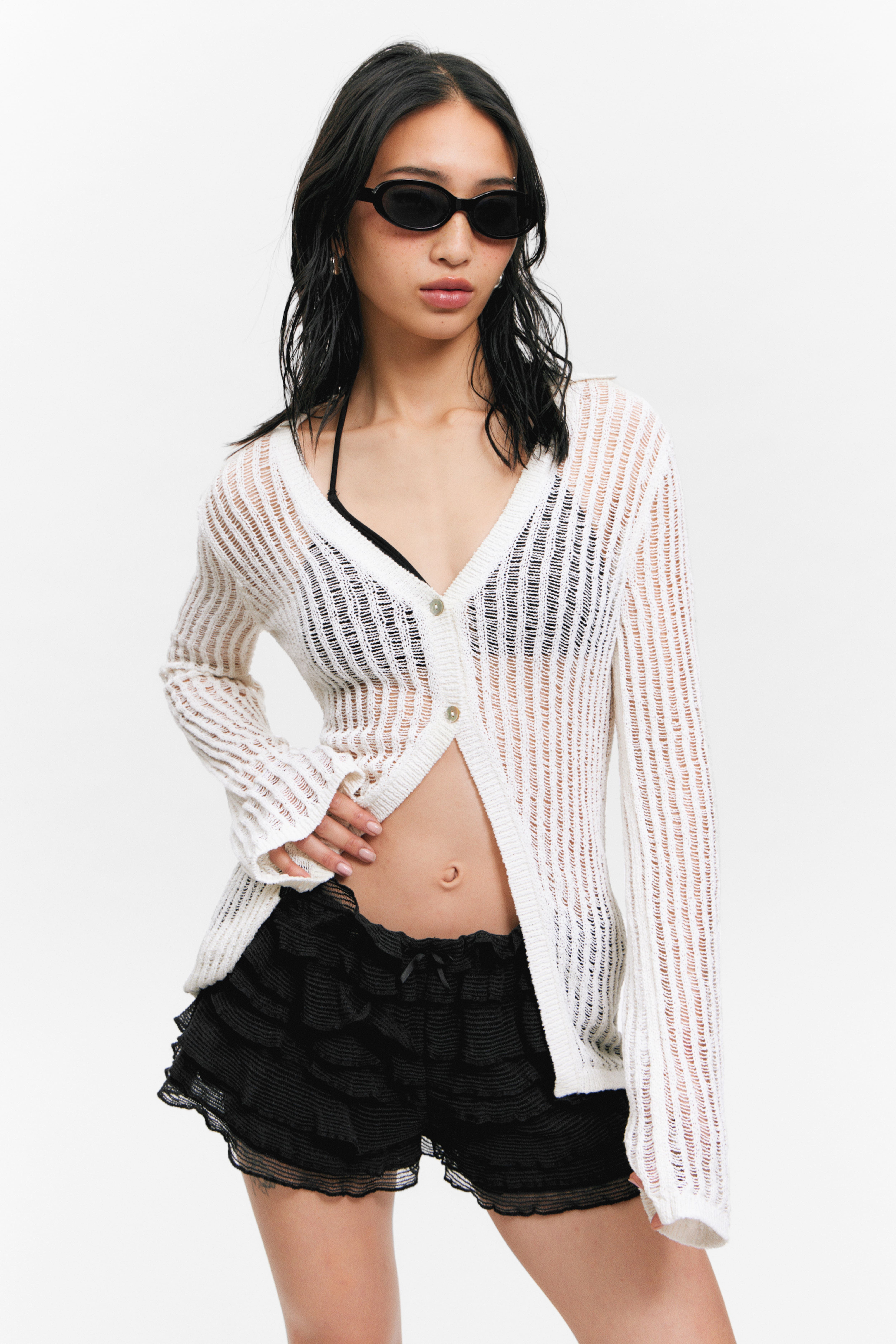 레이스 미니 바지 Frilled Lace Mini Shorts 1280389004