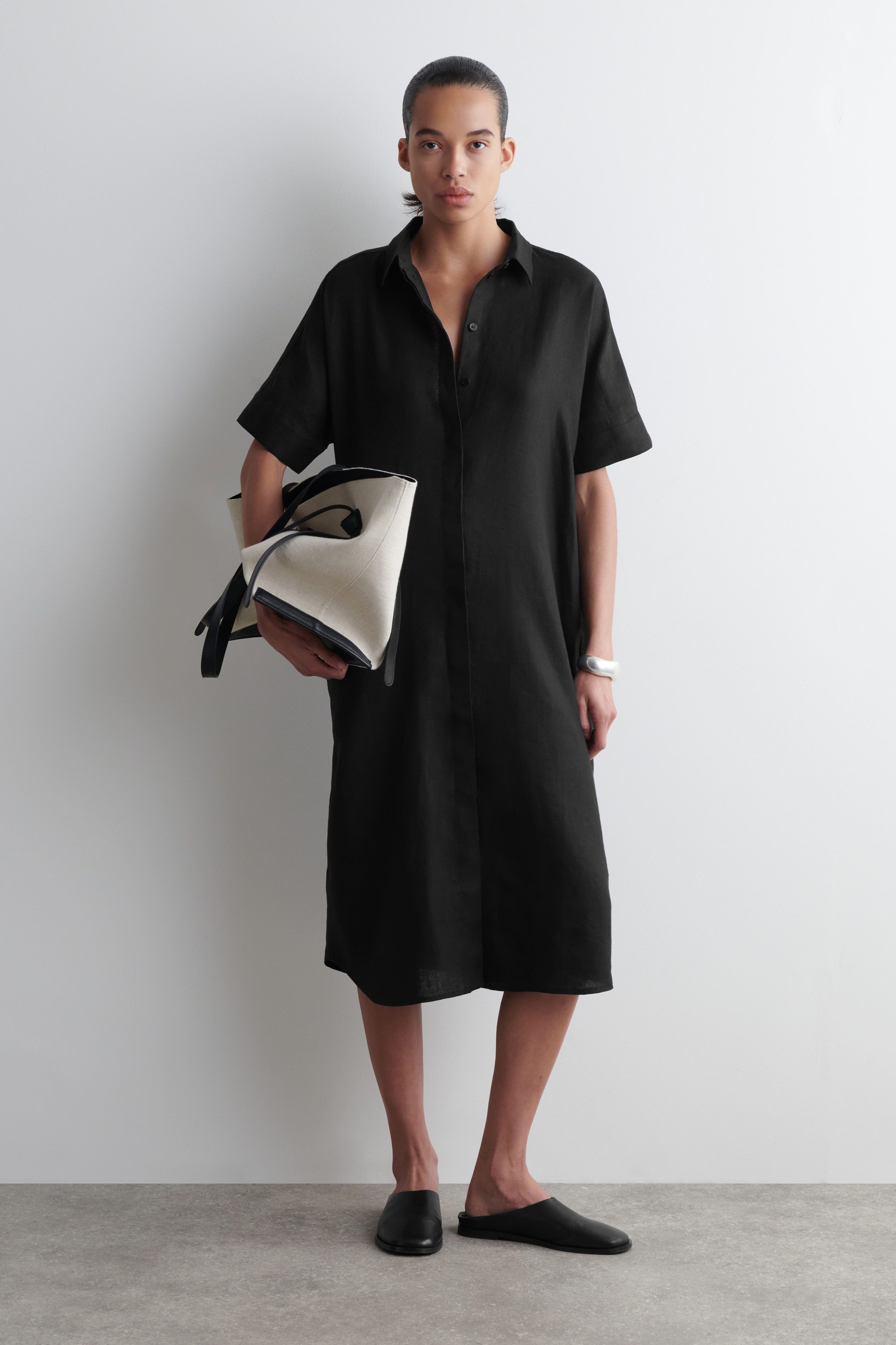 린넨 미디 셔츠 드레스 LINEN MIDI SHIRT DRESS 1294880001