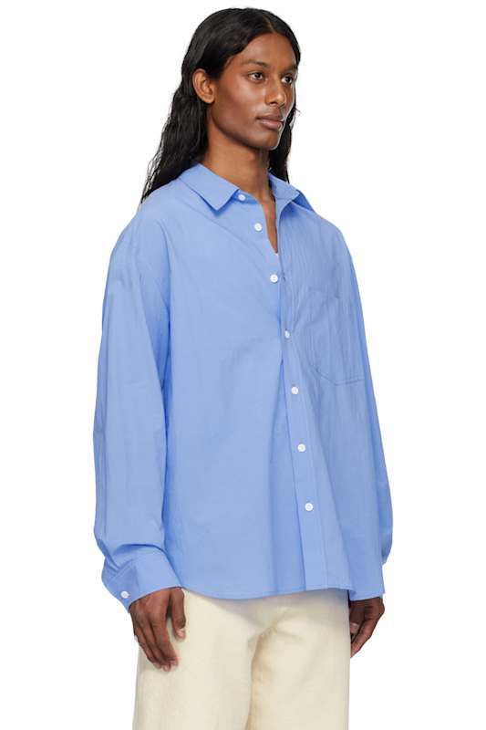 블루 백 로고 셔츠 Blue 'Solid' Back Logo Applique Shirt 17358951