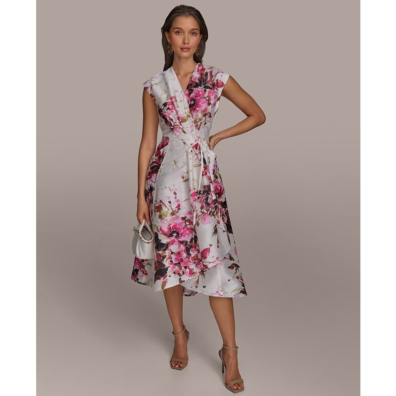 여성 플로랄 미디 드레스 Women's Floral Faux-Wrap Midi Dress 21227448 Audacious Multi