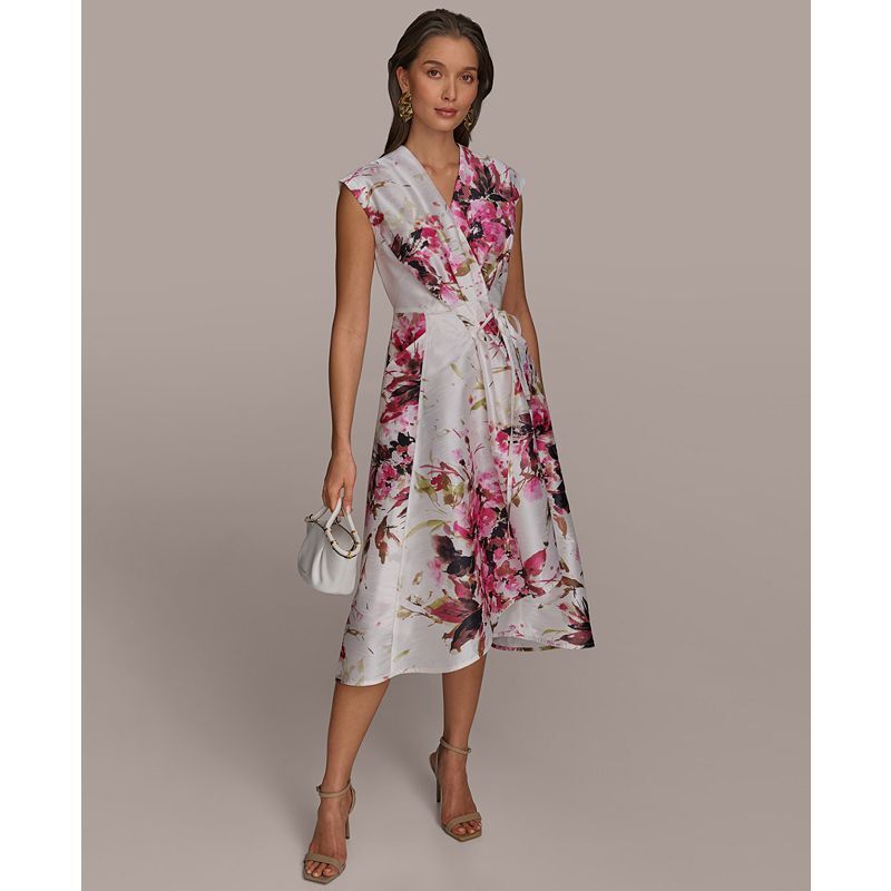 여성 플로랄 미디 드레스 Women's Floral Faux-Wrap Midi Dress 21227448 Audacious Multi