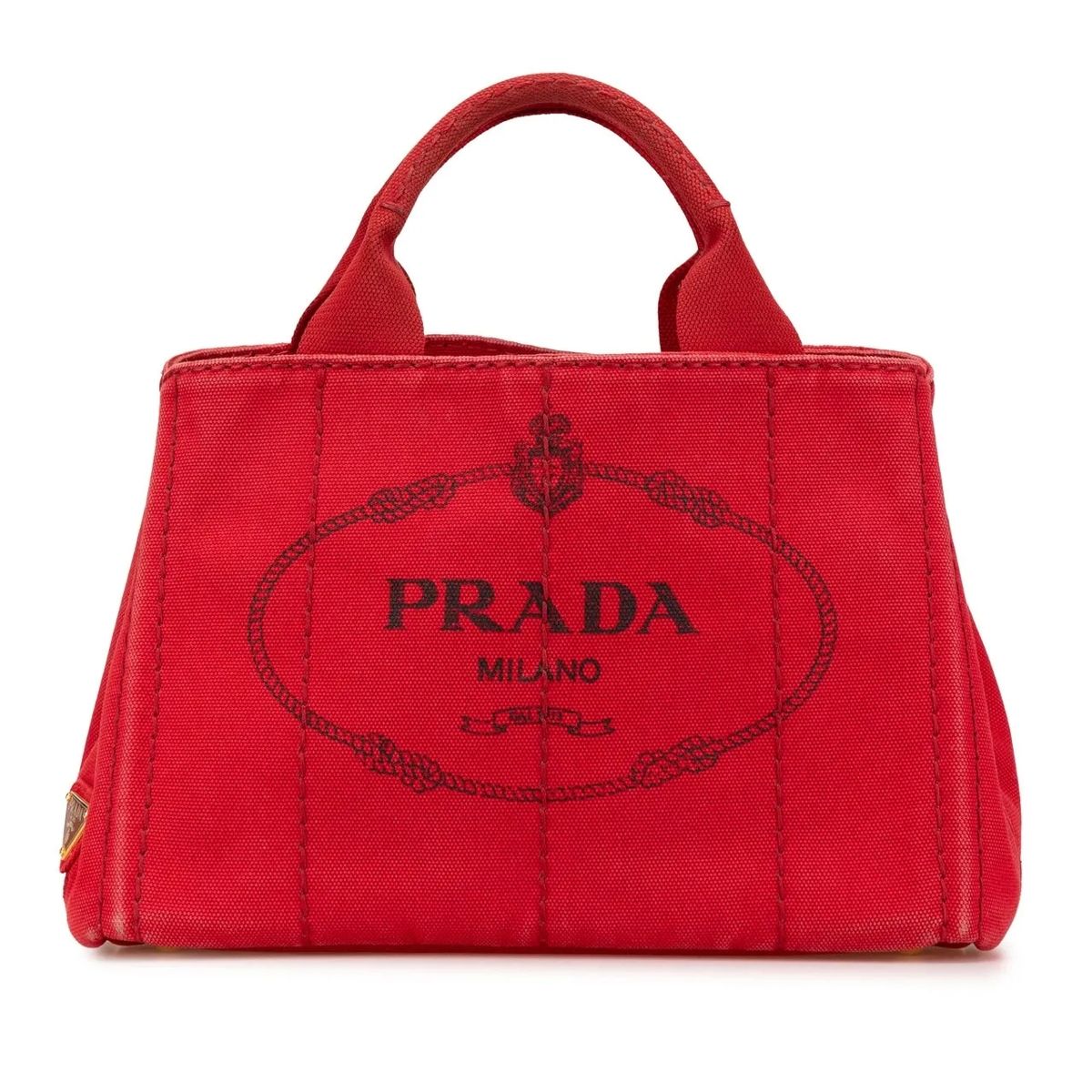 프라다 스몰 캔버스 로고 사첼 레드 토트 Prada 2010-2024 Small Canvas Canapa Logo Satchel rot                        Tote A0621479