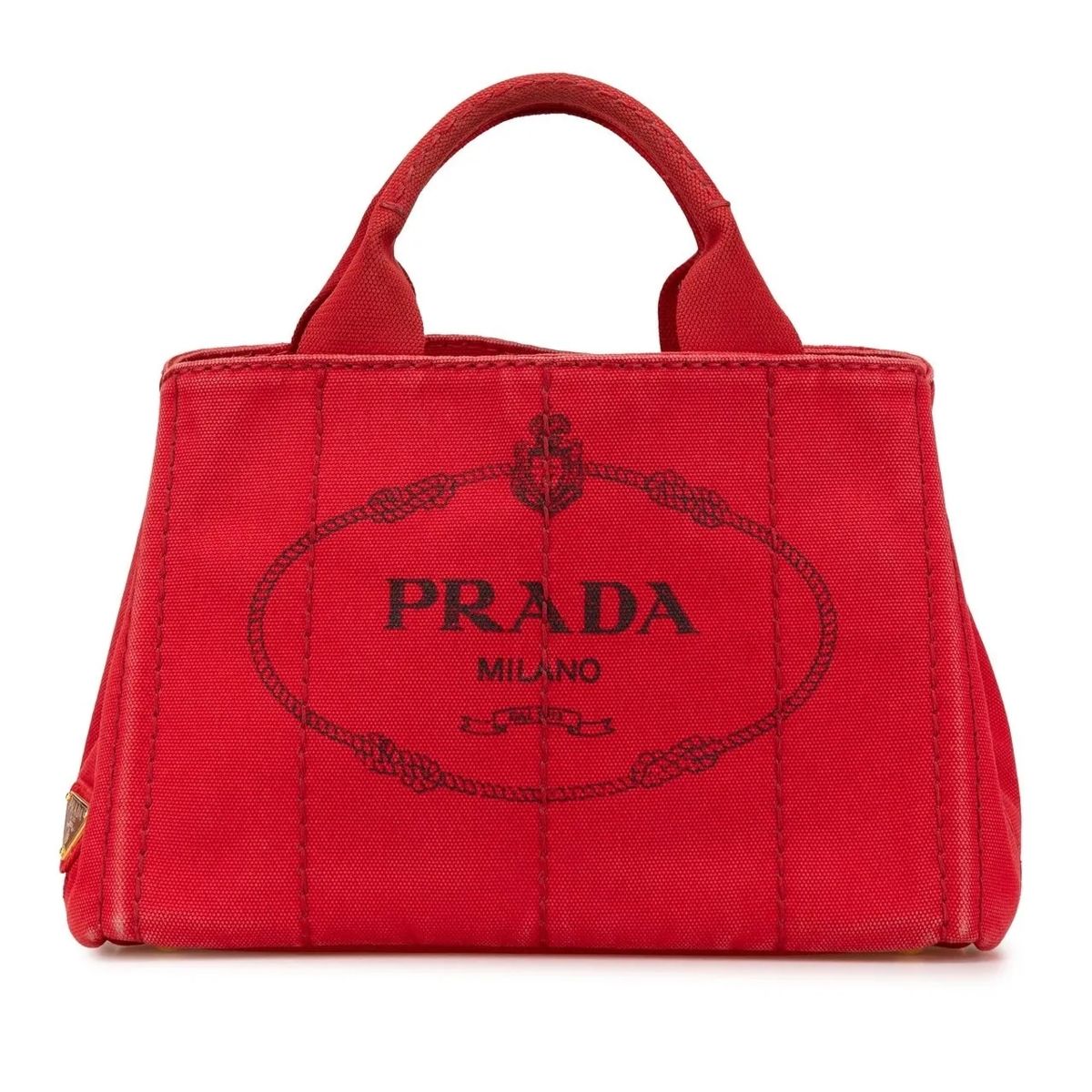 프라다 스몰 캔버스 로고 사첼 레드 토트 Prada 2010-2024 Small Canvas Canapa Logo Satchel rot                        Tote A0621479