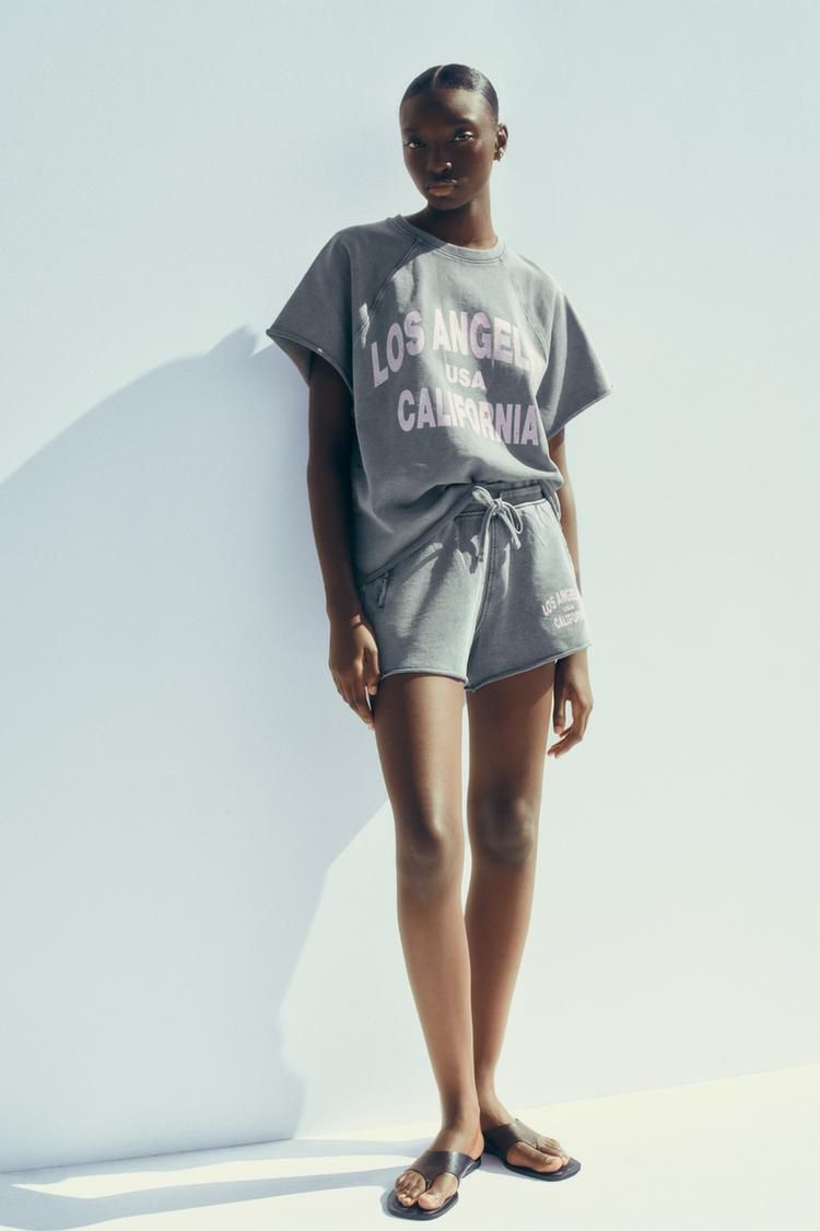 워시드 이펙트 스웻셔츠 바지 WASHED EFFECT TEXT SWEATSHIRT SHORTS 430643119