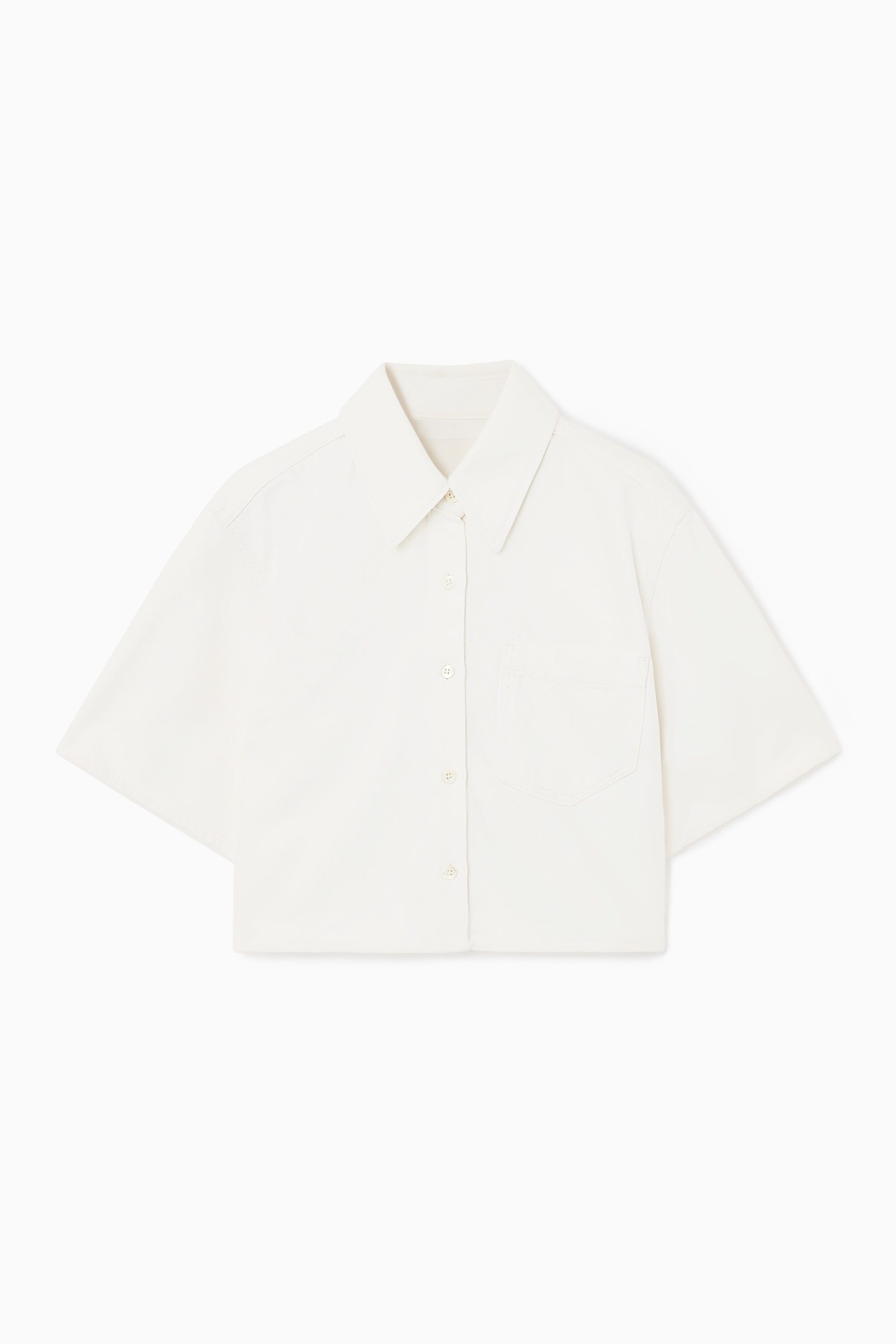 크롭 반팔 데님 셔츠 CROPPED SHORT-SLEEVED DENIM SHIRT 1222514002