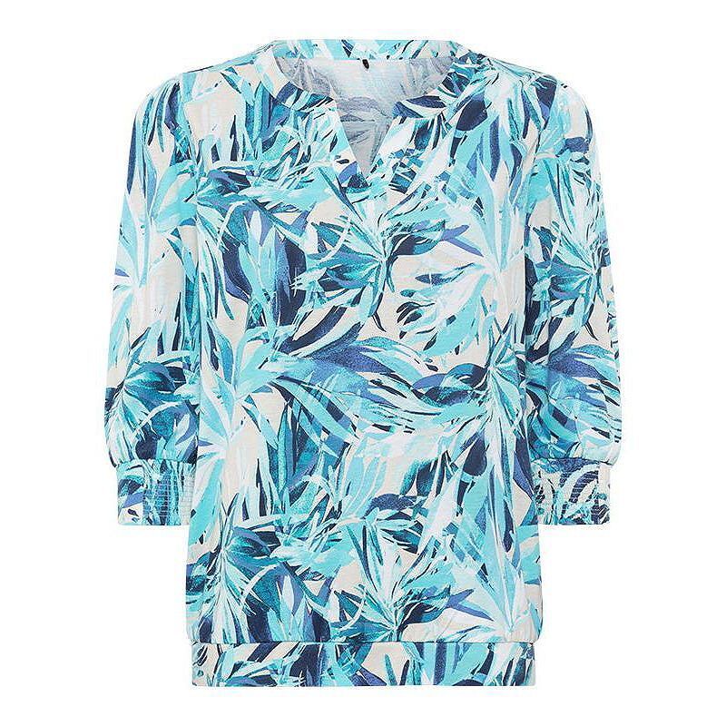 여성 프린트 튜닉 티셔츠 Women's Palm Print Tunic T-Shirt 22014626 Aruba blue