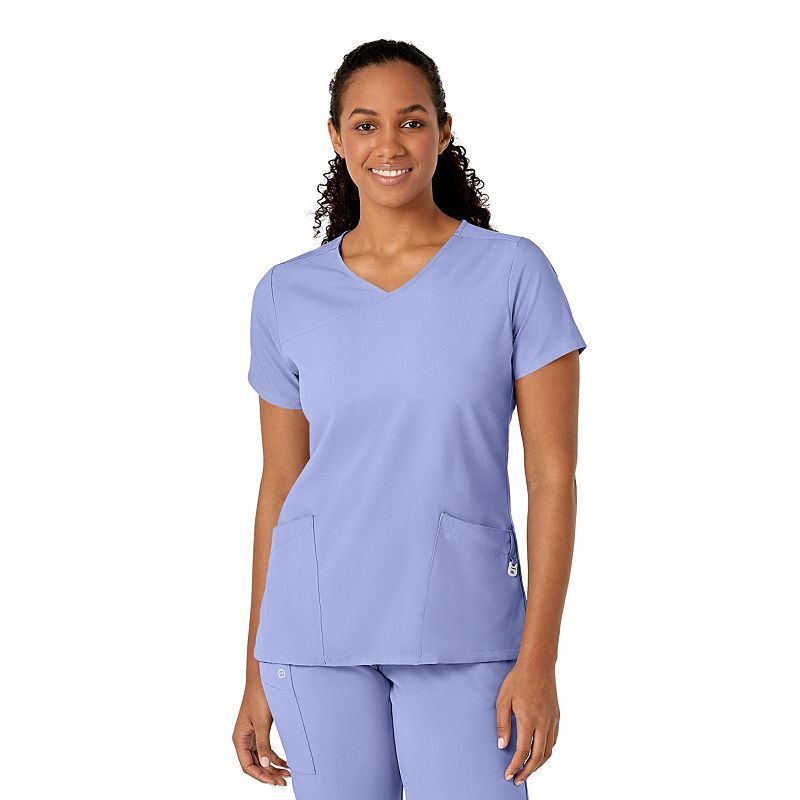 여성 랩 스크럽 탑 Women's W123 Y-Neck Wrap Scrub Top 20237736 Ceil blue