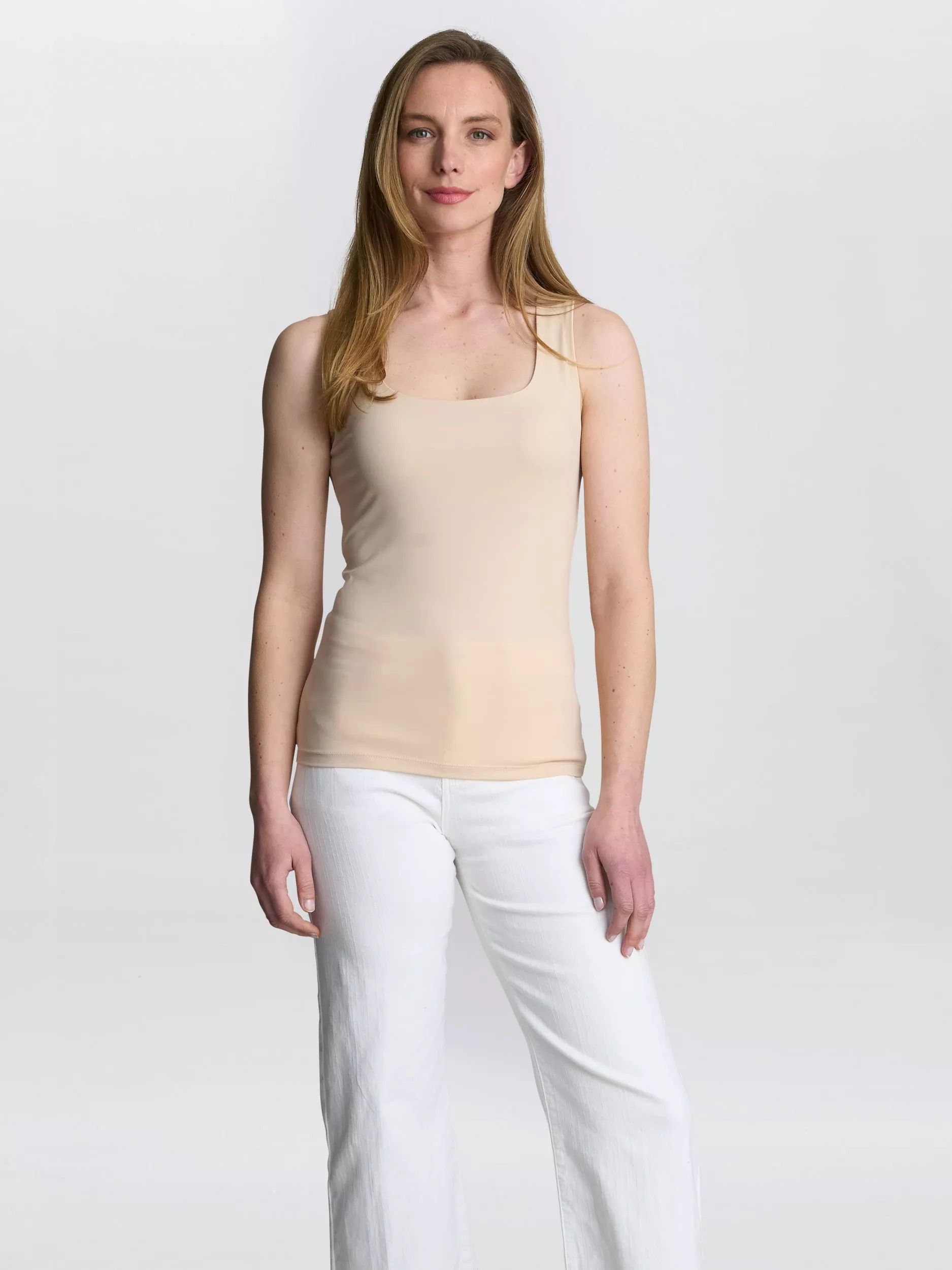 민소매 스퀘어 넥 베스트 탑 베이지 Bettina Sleeveless Square Neck Vest Top, Beige 113551362