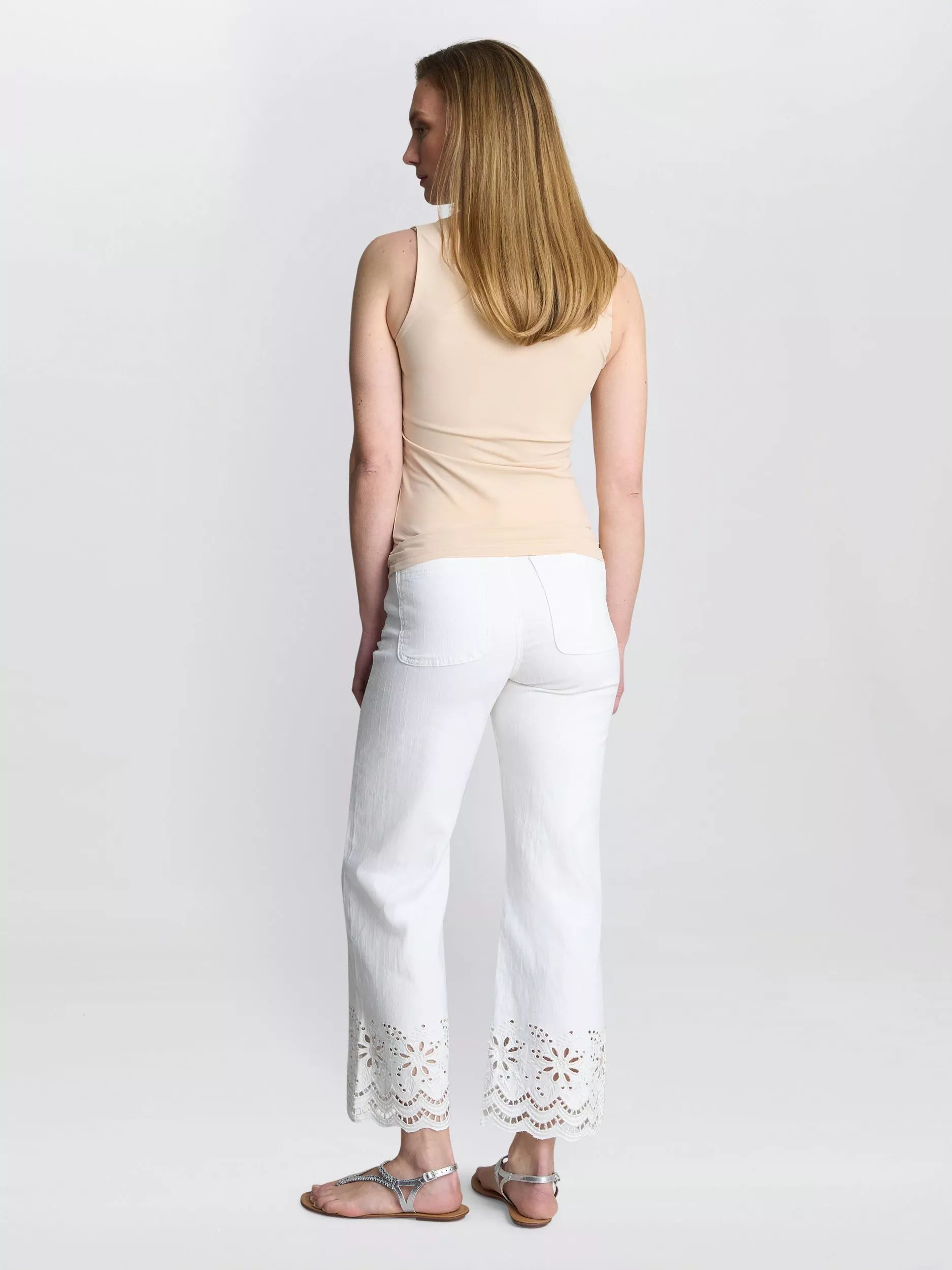 민소매 스퀘어 넥 베스트 탑 베이지 Bettina Sleeveless Square Neck Vest Top, Beige 113551362