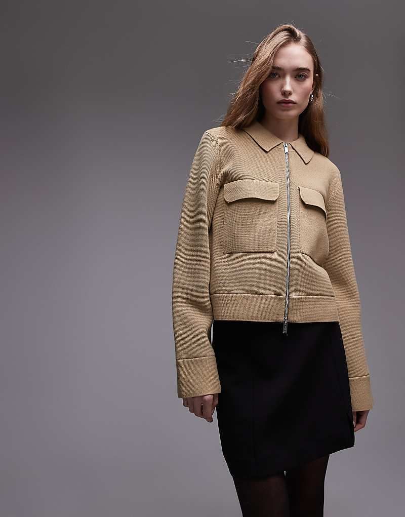 코튼 ARKET   Kompakte Utility-Strickjacke aus reiner Baumwolle in Dunkelbeige 208184280Dunkelbeige