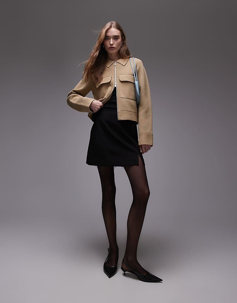 코튼 ARKET   Kompakte Utility-Strickjacke aus reiner Baumwolle in Dunkelbeige 208184280Dunkelbeige