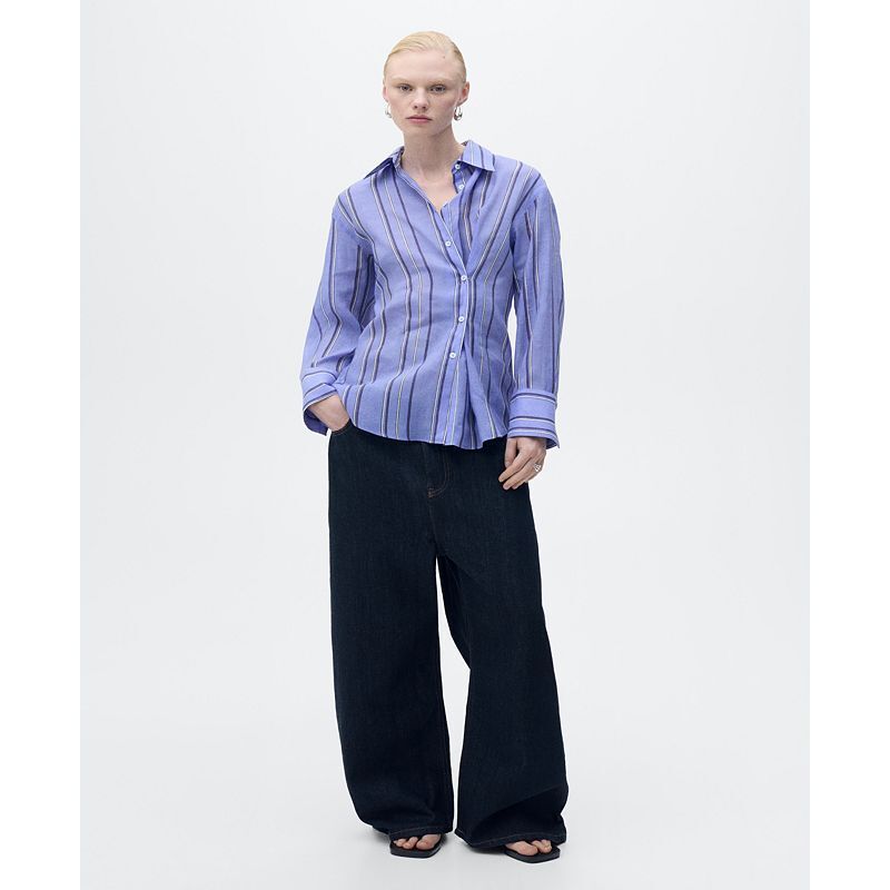 여성 스트라이프 셔츠 Women's Multi-Position Closure Striped Shirt 21928115 Blue