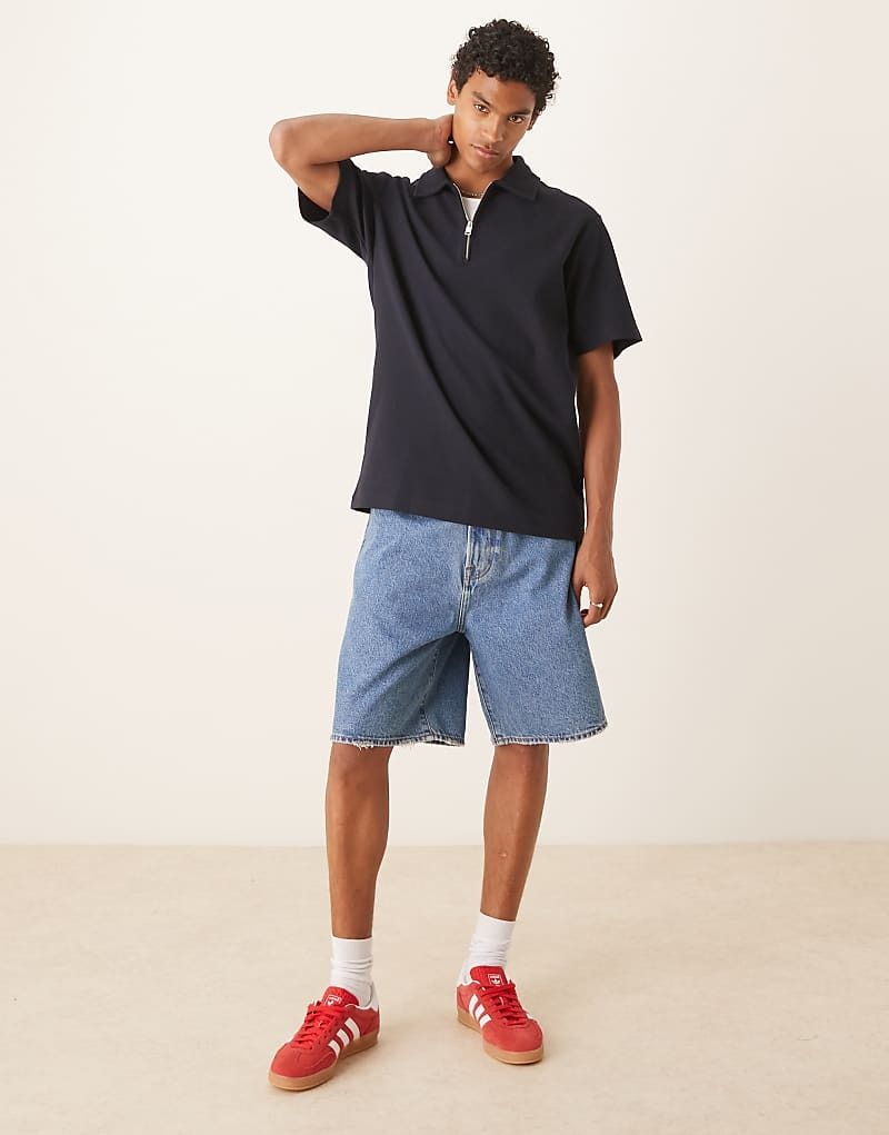 Lassige Jeanshorts in mittelblauer Waschung 208320793JEANSBLAU