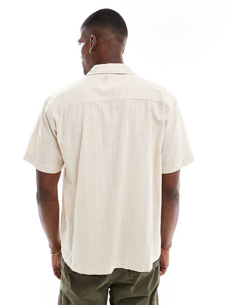 베이지 넥 카라 Kurzarmliges Freizeithemd in Beige mit Kragen 208507716Silberleinen