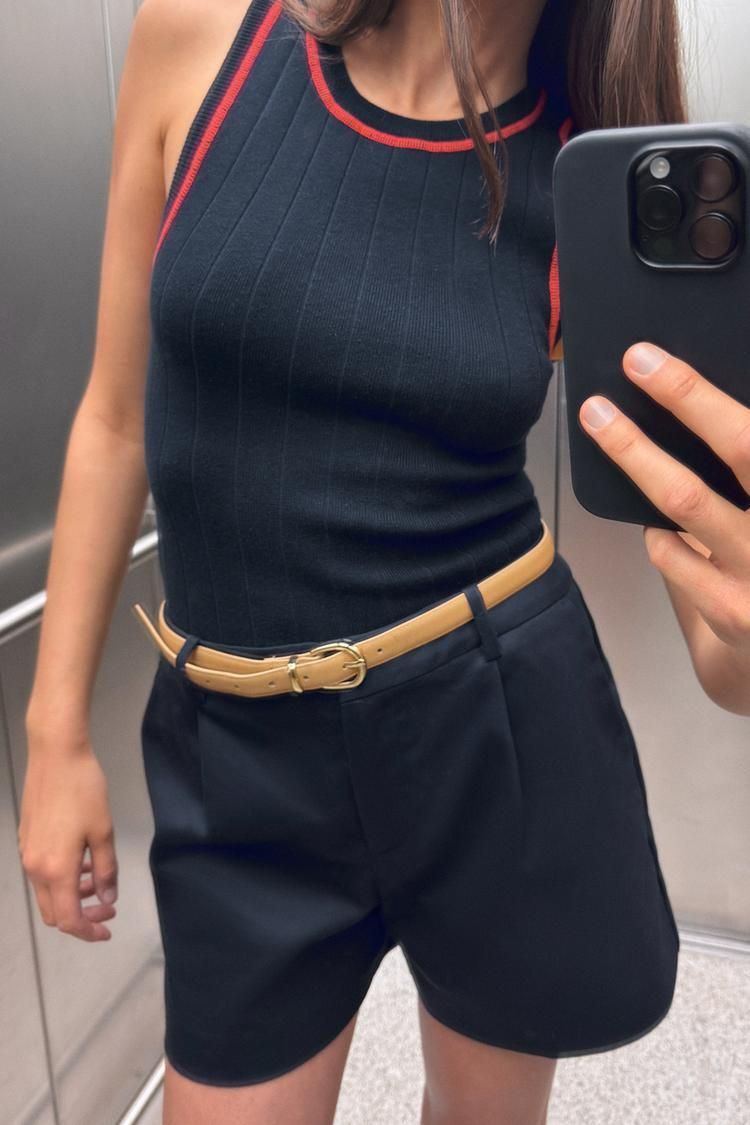 버뮤다 바지 벨트 DARTED BERMUDA SHORTS WITH BELT 452691896