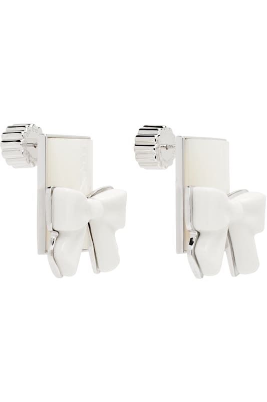 실버 화이트 에디션  스퀘어 귀걸이 Silver & White YVMIN Edition Ceramics Bowknot Square Earrings 17678471
