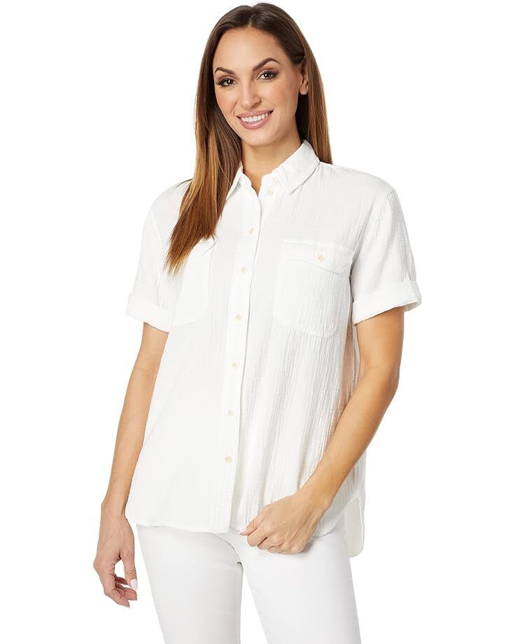 여성 반팔 셔츠 Women's Madewell Lightspun Short-Sleeve Flap-Pocket Shirt  9735014296577