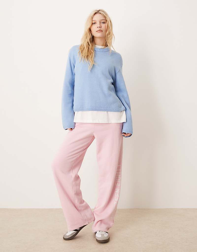 블루 Gina Tricot   Strick-Sweatshirt aus Baumwollmix in Blau mit Rundhalsausschnitt 207952459BLAU