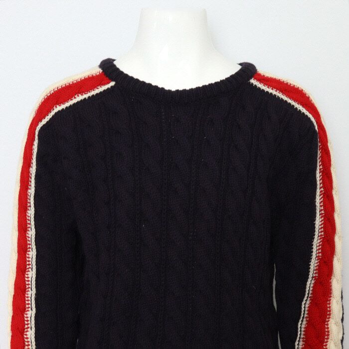 중고 MKA389A 울 삼선 탭 케이블 남성 니트 스웨터 aa50559