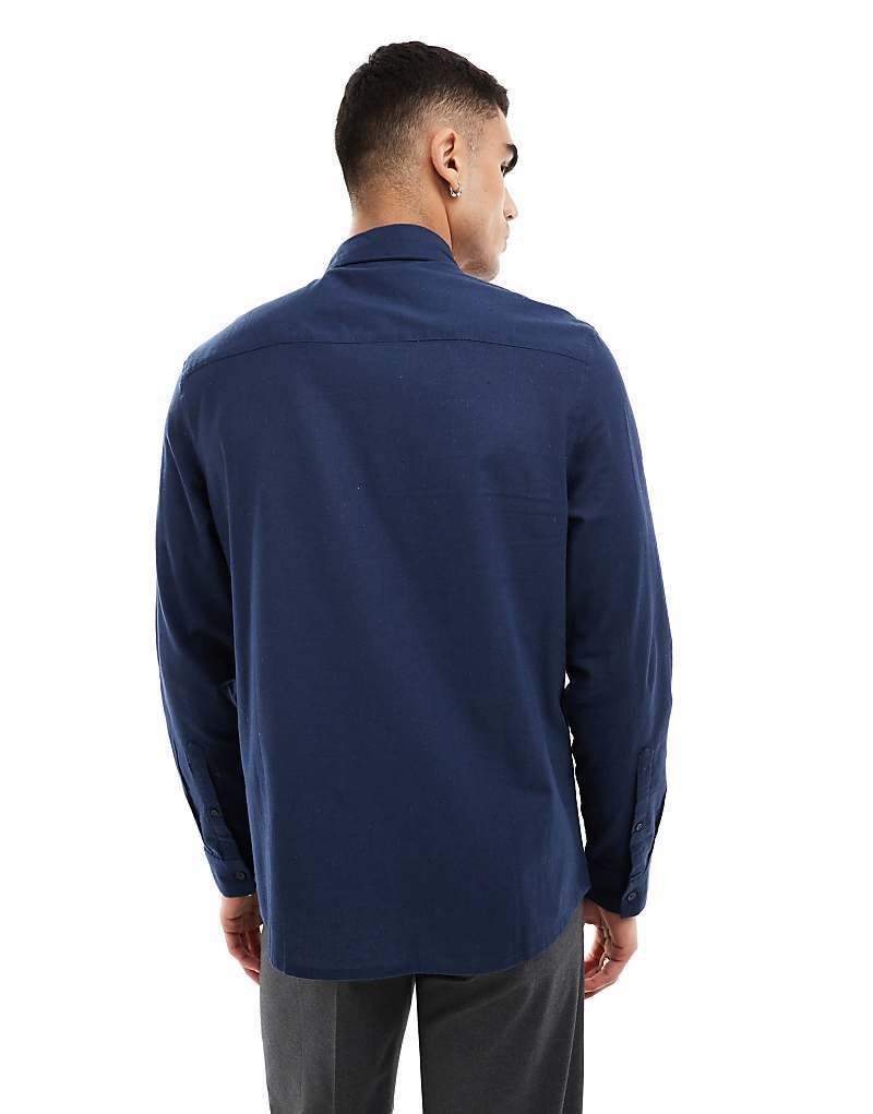 Elegantes Leinenhemd in Marineblau mit regularer Passform 206675776MARINEBLAU