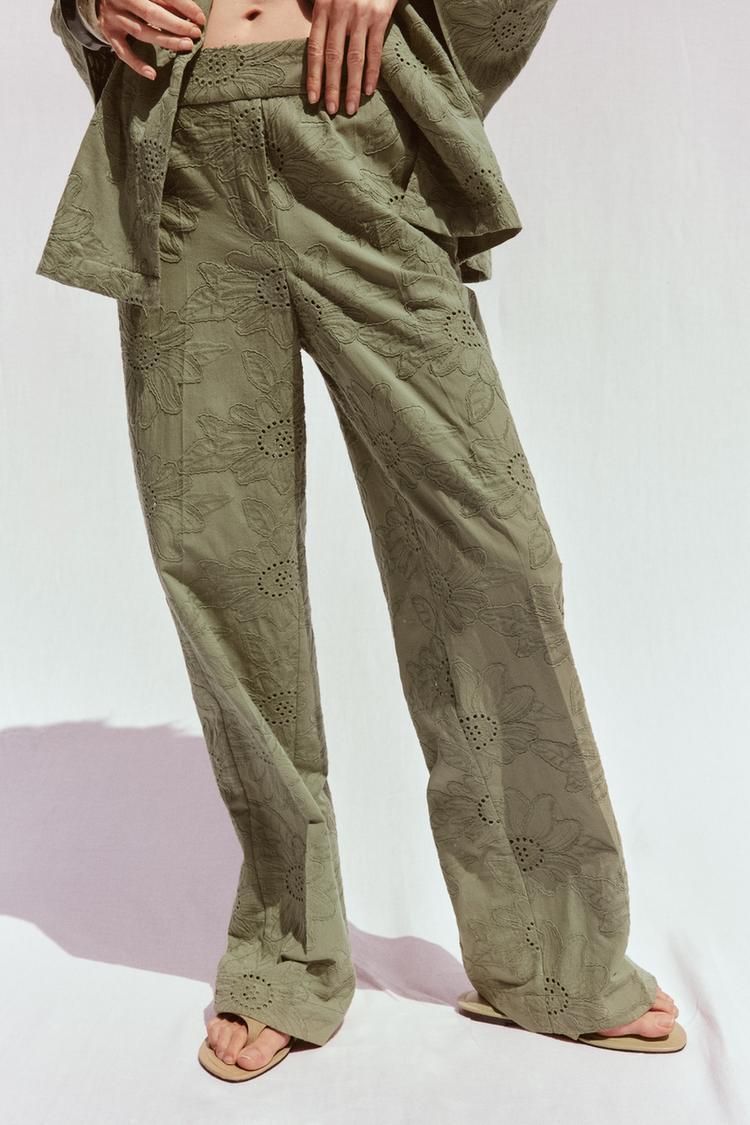 스트레이트 바지 자수 STRAIGHT-LEG TROUSERS WITH CUTWORK EMBROIDERY 444537907