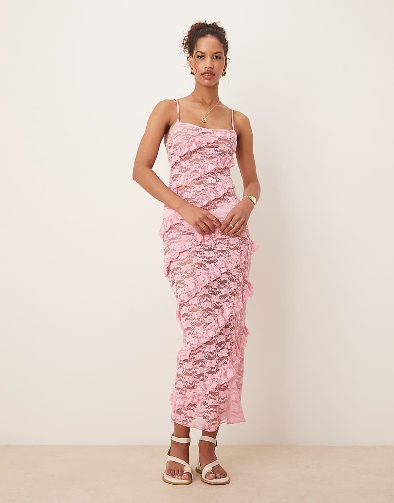 레이스 핑크 Maxi-Strandkleid aus Spitze in Rosa 207856076Rosa
