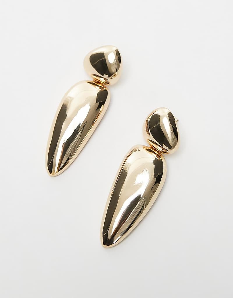 Eva   Goldfarbene Statement-Ohrringe mit tropfenformigem Anhanger 208111139GOLD