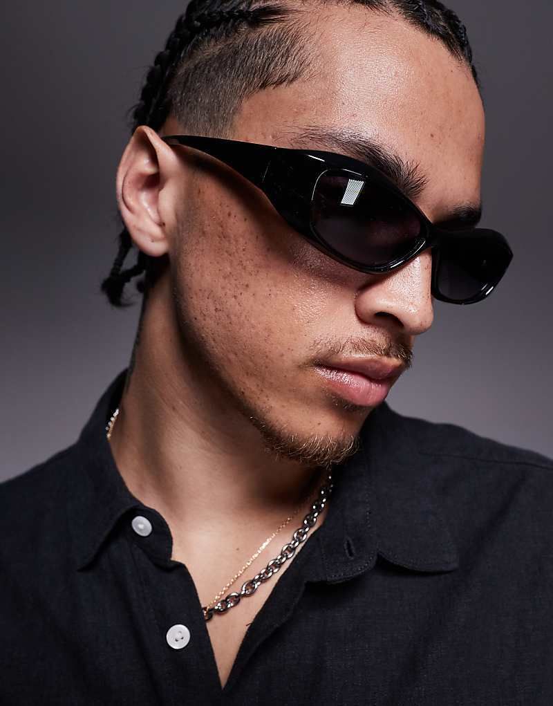 블랙 그레이 Festival-Racer-Sonnenbrille in Schwarz mit grau getonten Glasern 207834448SCHWARZ