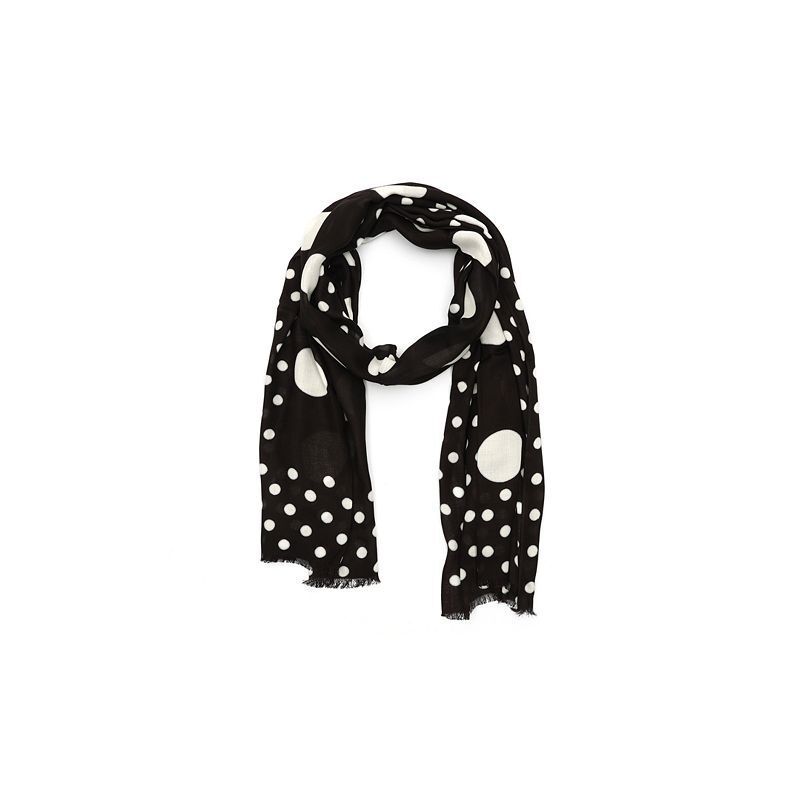 여성 비스코스 스카프 Women's Breezy Dot Viscose Oblong Scarf 22443575 Black Cream
