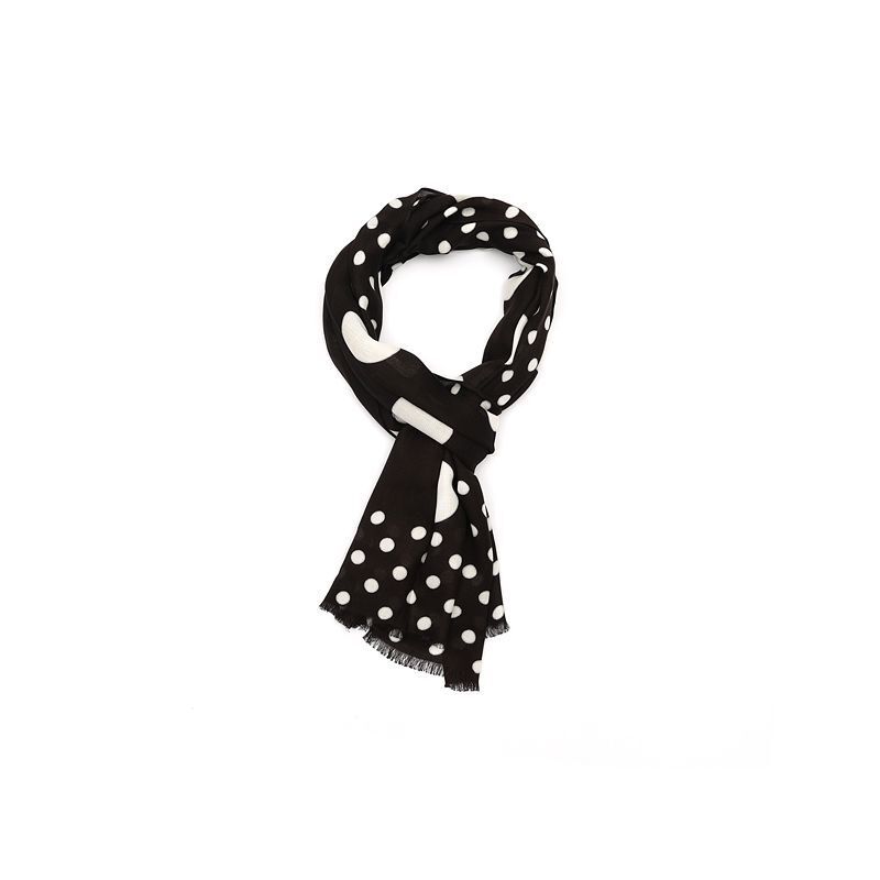 여성 비스코스 스카프 Women's Breezy Dot Viscose Oblong Scarf 22443575 Black Cream