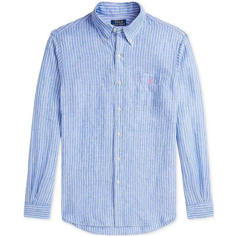 남성 스트라이프 린넨 셔츠 Men's Classic-Fit Striped Linen Shirt 19363876 Blue/white